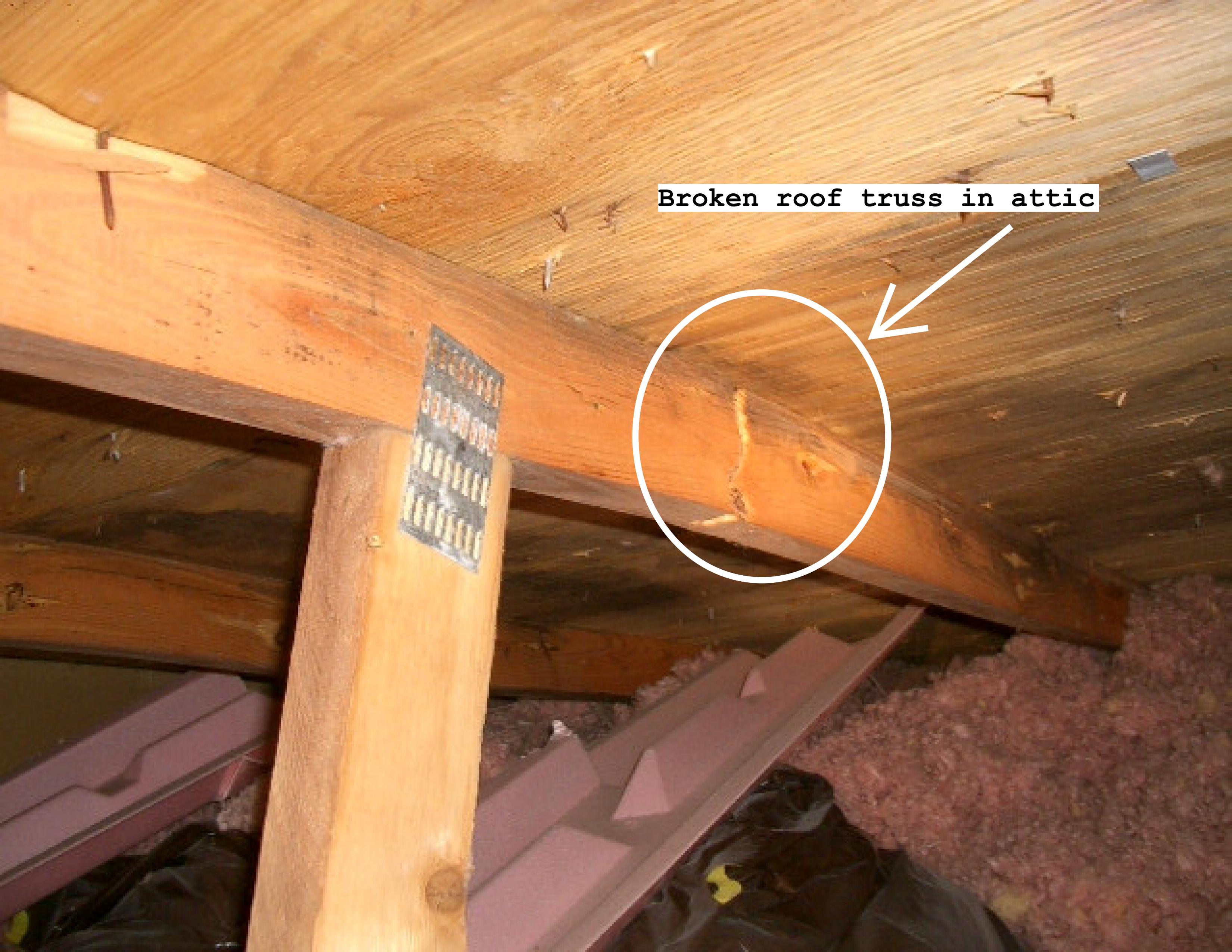 Broken truss in attic
